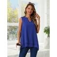 thumbnail image 5 of DARING DIVA Women's Chiffon V Neck Sleeveless Double Layer Tank Top S Royal Blue, 5 of 8