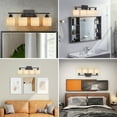 thumbnail image 4 of Newest 24” Modern 4-Light Bathroom Vanity Light, Black Finish with Frosted Glass Shades for Mirror & Vanity, 4 of 9