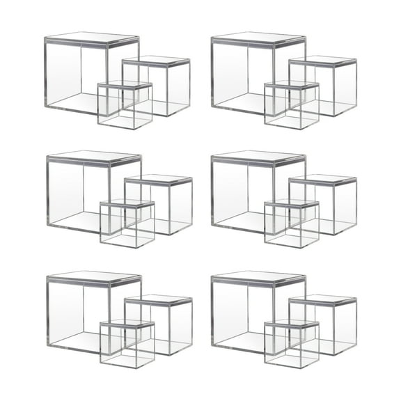 18 Pcs Small Acrylic Box with Lids Storage,Clear Acrylic Plastic Square Cube,  Acrylic Display Boxes Containers for Storage Candy Pill Tiny Jewelry Toys Gifts 4x4x4 Inch, 3 Size