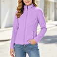 thumbnail image 4 of IUYRTFE Women's Fleece Zip-Up Jacket Stand Collar Long Sleeve Casual Coat with Pockets, 4 of 7