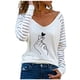 thumbnail image 1 of Blusa de manga larga de encaje estampado de moda para mujer Tops casuales con cuello en V Pompotops  FGAJ14526, 1 of 5