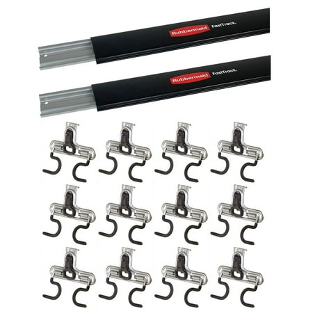 

Rubbermaid Fast Track 48 Wall Mounted Storage Rail (2 Pack) & S Hooks (12 Pack)