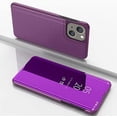 thumbnail image 2 of Mirror Case for Apple iPhone 13 Mini（Not 13）, Wireless Charging Luxury View Smart Display Ultra Thin Makeup Phone Cover for Apple iPhone 13 Mini QH Purplish Red, 2 of 10