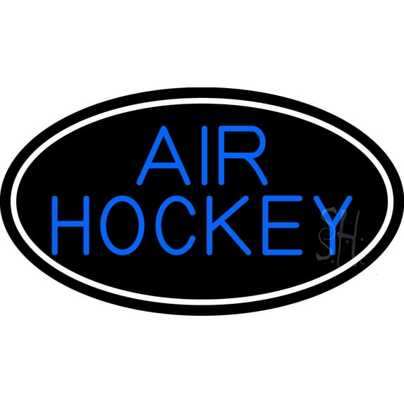 Air Hockey Bar Oval With White Border LED Neon Sign 13 x 24 - inches, Clear Edge Cut Acrylic Backing, with Dimmer - Bright and Premium built indoor LED Neon Sign for Bar decor.