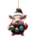 thumbnail image 4 of Adorno navideño de cerdo Homerr, adorno navideño de cerdo, colgante navideño con forma de cerdo de dibujos animados, adorno colgante para árbol de Navidad, decoración festiva para el hogar, 4 of 8