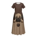 thumbnail image 5 of Uourmeti Cute Pug Paw Print Girls Maxi Summer Dress with Pocket Short Sleeve Spring Boho Long Sundress Casual School for Kids, Size 13-14 Years, 5 of 7