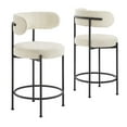 thumbnail image 2 of Modway Albie Boucle Fabric Counter Stools - Set of 2 in Ivory Black, 2 of 11