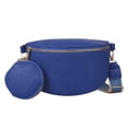 thumbnail image 1 of 1 Chest 2 in Bolsos bandolera de cintura de cuero Paquete de diseñador de correa ancha para mujer Azul, 1 of 9