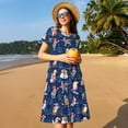 thumbnail image 4 of Uemuo Winter old man Playtime Print Womens Summer Dress Casual Swing Short Sleeve Sundresses Beach A-line Shift Dress, 4 of 6