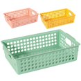 thumbnail image 5 of Here's a polished and engaging product description based on your input:\n\n \n\n**3 Pack Plastic Storage Baskets with Handles – Hollow Out Design for, 5 of 5