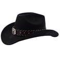 thumbnail image 3 of HNMKIU Western Denim Curved Top Hat Woolen Big Brimmed Autumn Winter Style British Jazz Cowboy Black,One Size, 3 of 4