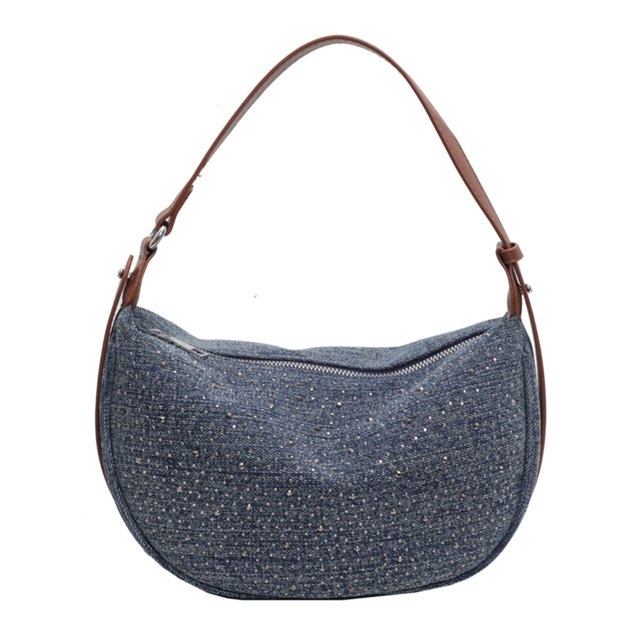 Bolso Bandolera Monedero Denim Con Diamantes Mujer Correa Ajustable Messenger Bag