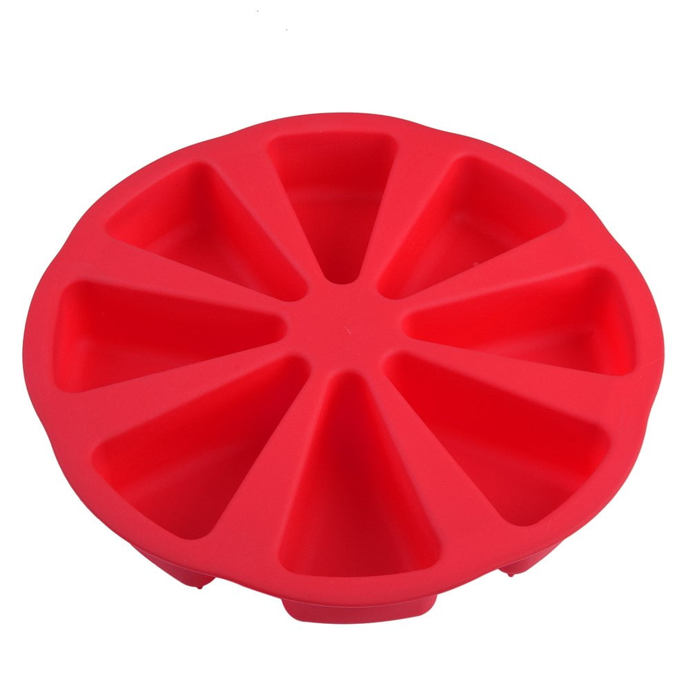 8 Cavity Scone Pans Silicone Cake Mold Pastry Mould Oven Bread Pizza Bakeware,Red by