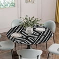 thumbnail image 5 of Black Boho Geometric Round Tablecloth for 36-44 Inch Tables, Fitted Table Cover with Elastic Edge, Vintage Southwestern Stripes Waterproof Outdoor Table Cloth Protector for Patio Garden Dinner Picnic, 5 of 9