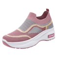 thumbnail image 2 of Mepaouo Womens Walking Shoes Sock Fashion Sneakers Slip on Air Cushion Platform Mesh Shoes(Pink,7), 2 of 9