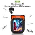 thumbnail image 3 of Open In-Ear AI Translation Wireless Earbuds - HTC NE20 Bluetooth 6.0, 130+ Language Translator, IPX5 Sweatproof for Running/Business, Black,With LED Touch Screen, 3 of 10