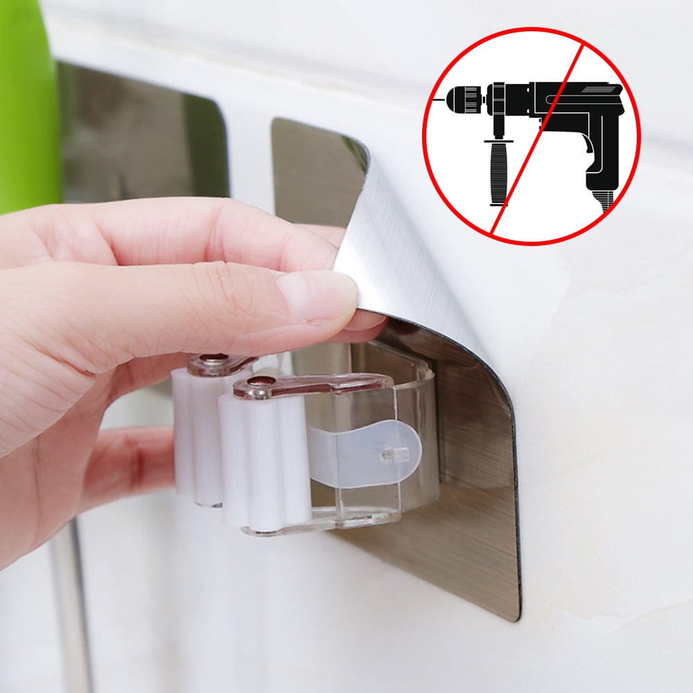 HElectQRIN Mop Broom Gripper Holder Hooks, Strongest Adhesive Wall