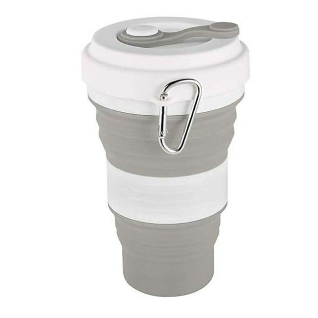 550ml Extérieure Sport Télescopique en silicone Pliant Tasse à Café Gris
