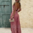 thumbnail image 6 of 2 Piece Boho Sets for Women Vintage Bohemian Sleeveless Halter Crop Top Tie-Waist Palazzo Pants for Beach Vacation, 6 of 7