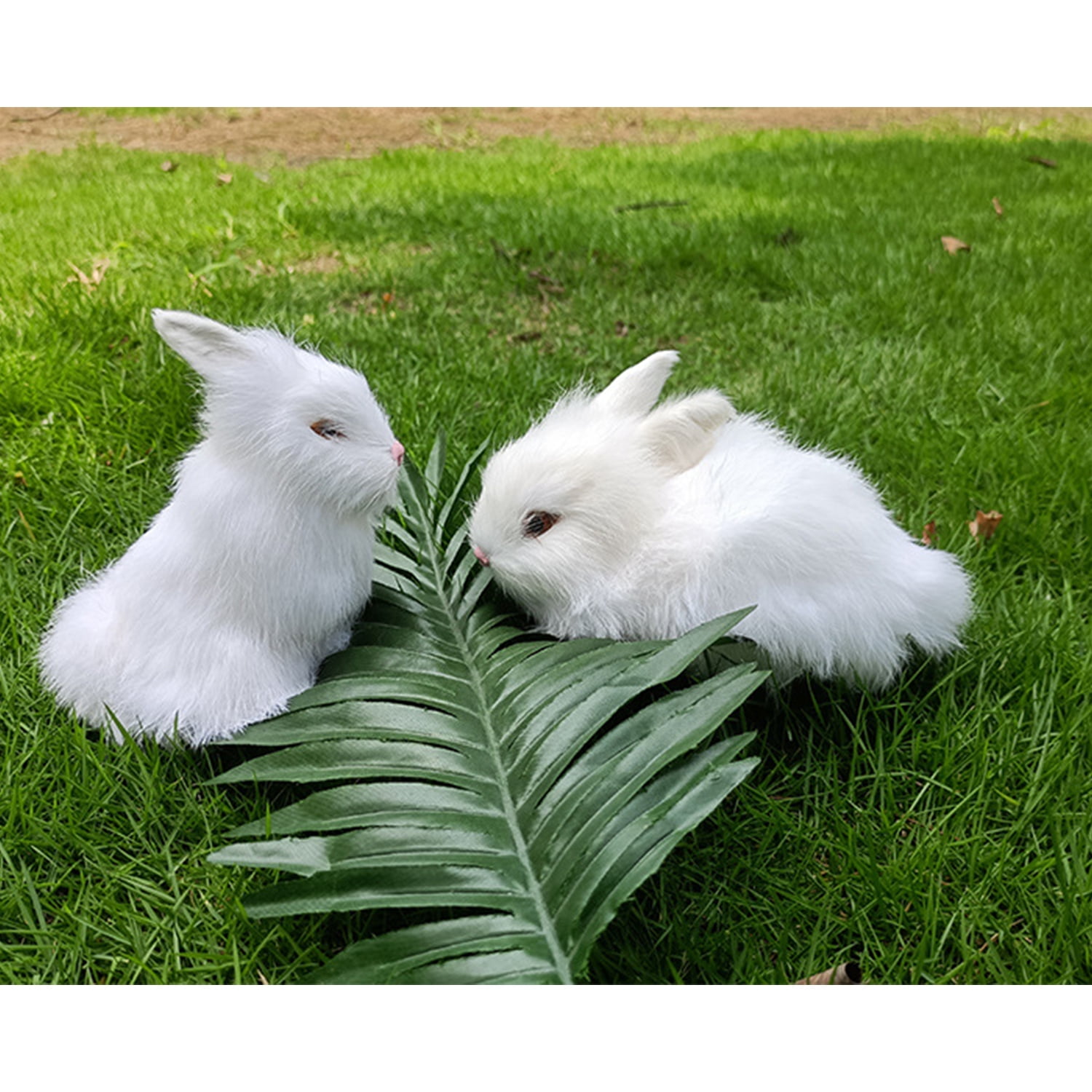 2pcs 5.5in Realistic Cute Plush Rabbits Fur Lifelike Animal Easter Bunny Simulation Toy Gift Decorations，Style 7