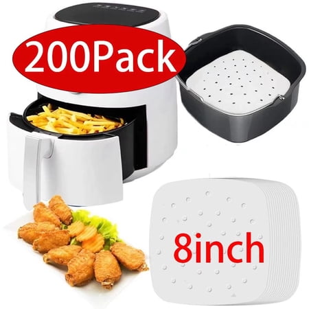 8Inch Air Fryer Liners Perforated Non-stick Mat Steaming Baking Cooking White Pot Oil Paper Baking Accessories