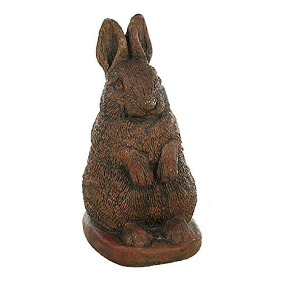 Solid Rock Stoneworks Fat Bunny Stone Garden Statue 18in Tall Walnut Color