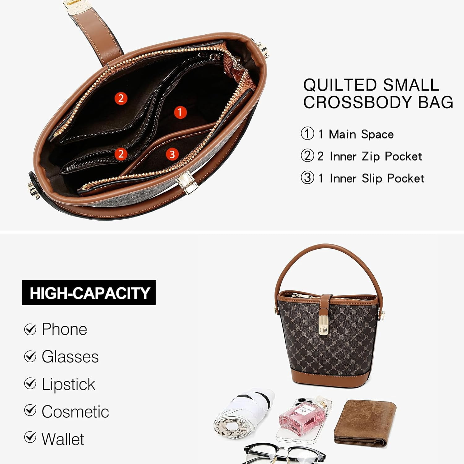 Kwuty Coated Canvas Bucket Crossbody Bags for Women Top-Handle Handbags Small Satchel Purse Trendy Twist Lock