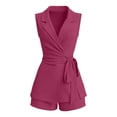 thumbnail image 6 of Likimi Womens Two Piece Set Solid Color Sleeveless V Neck Summer Vest With Shorts Fashion Comfort Outfit Set Pink Size S, 6 of 6