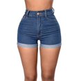 thumbnail image 4 of Pantalones cortos de mezclilla Nikou para mujer azul oscuro, 4 of 9