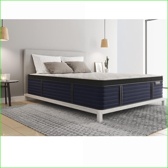 Mattresses 14.5" Medium Feel Twin Latex Hybrid Mattress with Cool-Touch Euro-Top, Greenguard Gold Certified, Made in USA | Foam Spring | Off-White
