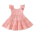 thumbnail image 1 of Felwors Robe Princesse Unie à Manches Volantées pour Tout-Petites Filles, Robe de Danse, Robes de Fête, Vêtements, 1 of 4