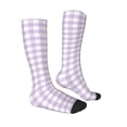 thumbnail image 3 of Daiia Sports Socks Purple Checkboard Printed Novelty Crew Socks for Men Women Knee High Socks Cotton Socks Soft & Breathable Support Unisex Socks, 3 of 9