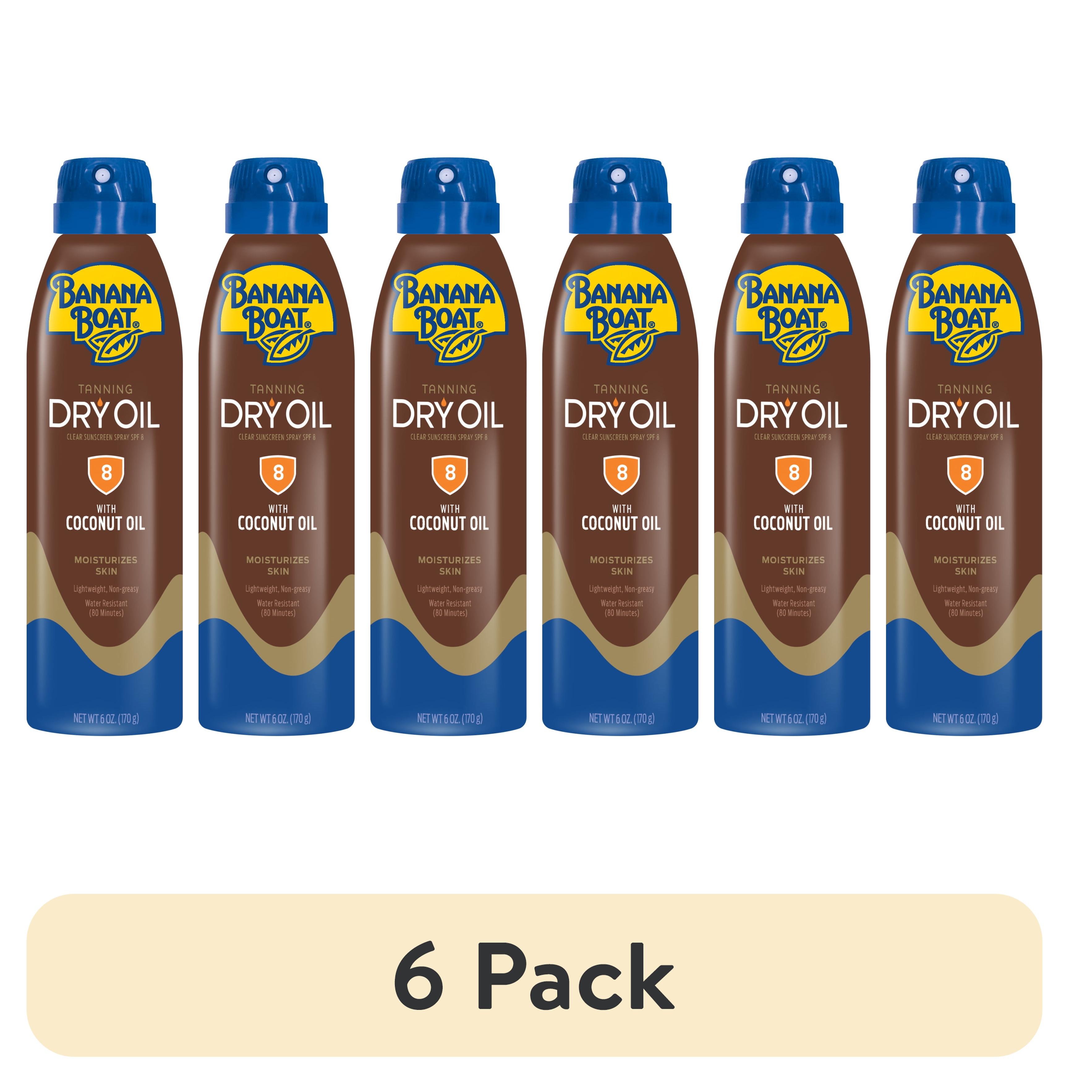 (6 pack) Banana Boat Tanning Dry Oil Clear Spray Sunscreen SPF 8, 6oz
