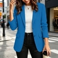 thumbnail image 5 of SETOOFF Women Solid Blazer Jacket, Notched Lapel Two Button Long Sleeve Flap Pockets Open Front Regular Fit Work Suit Coat Business Office Casual Layering Outerwear, 5 of 8