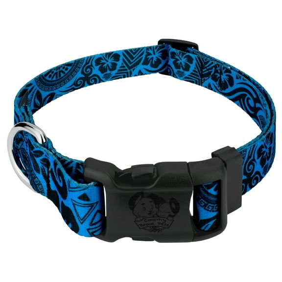 Country Brook Petz® Deluxe Blue Polynesian Dog Collar - Made in U.S.A., Small