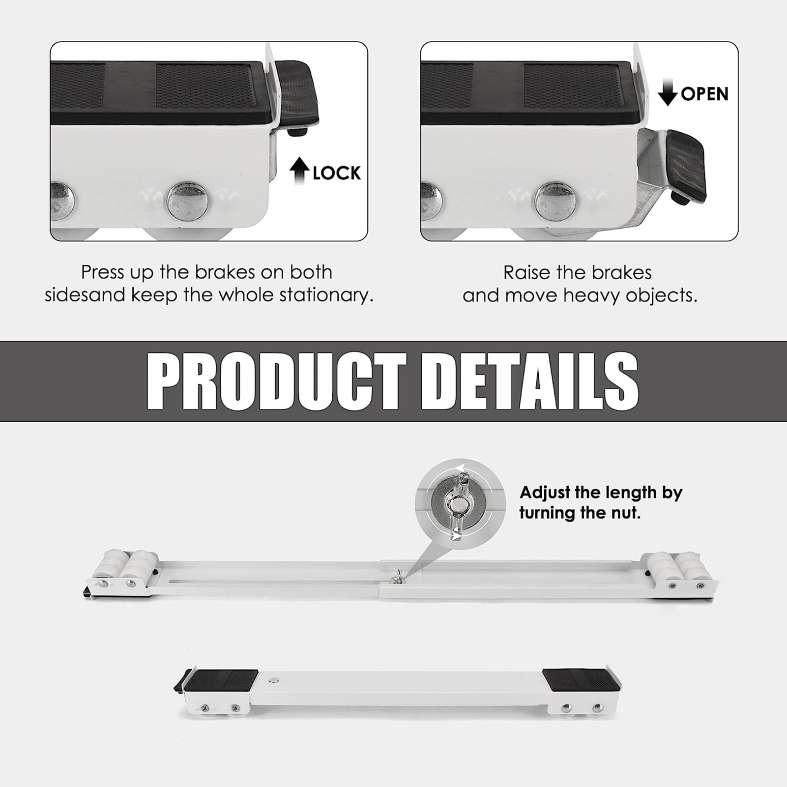 Mosey 2Pcs Mobile Washing Machine Bases with Locking Brake Stable Stand for Easy Moving And Floor Protection