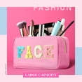 thumbnail image 3 of Bolsas de maquillaje Cunno Preppy de nailon con letras de chenilla, 4 unidades, para mujer, 3 of 7