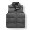 thumbnail image 2 of Chaleco de hombre, abrigo de otoño e invierno, chaleco de algodón con plumón, chaleco informal de cuello alto sin mangas de color sólido, chaleco de moda, abrigo superior, 2 of 6