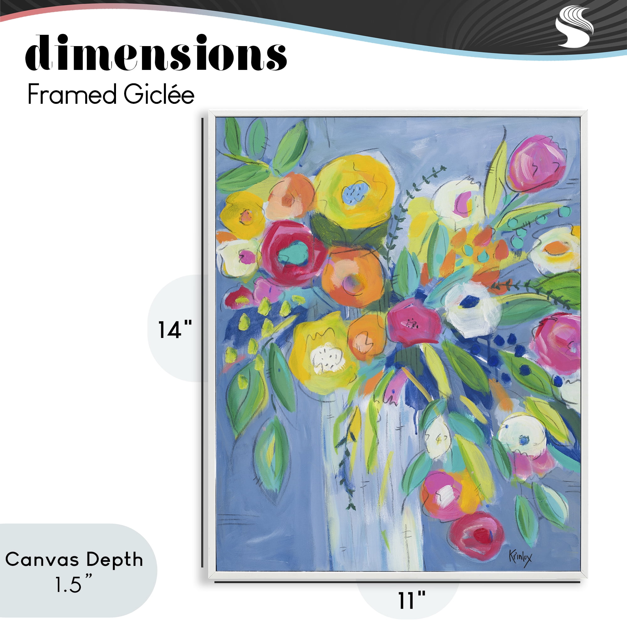 Stupell Industries Cheerful Blossom Energy White Framed Giclee Art, design by Krinlox