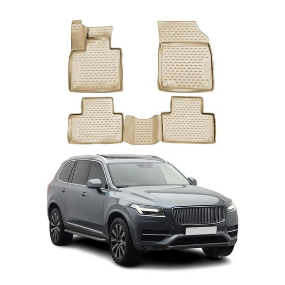 OMAC Floor Mats Liner for Volvo XC90 2016-2025 Beige TPE All-Weather 4 Pcs