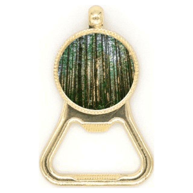 Green Forestry Science Nature Scenery Beer Bottle Cap Opener Stainless Steel Key Chain
