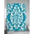 thumbnail image 5 of Classical Floral Shower Curtain Set ，Waterproof Fabric Shower Curtains Blue Retro Symmetrical Texture Shower Curtains for Bathroom,Bathroom Decor 54x"78", 5 of 6