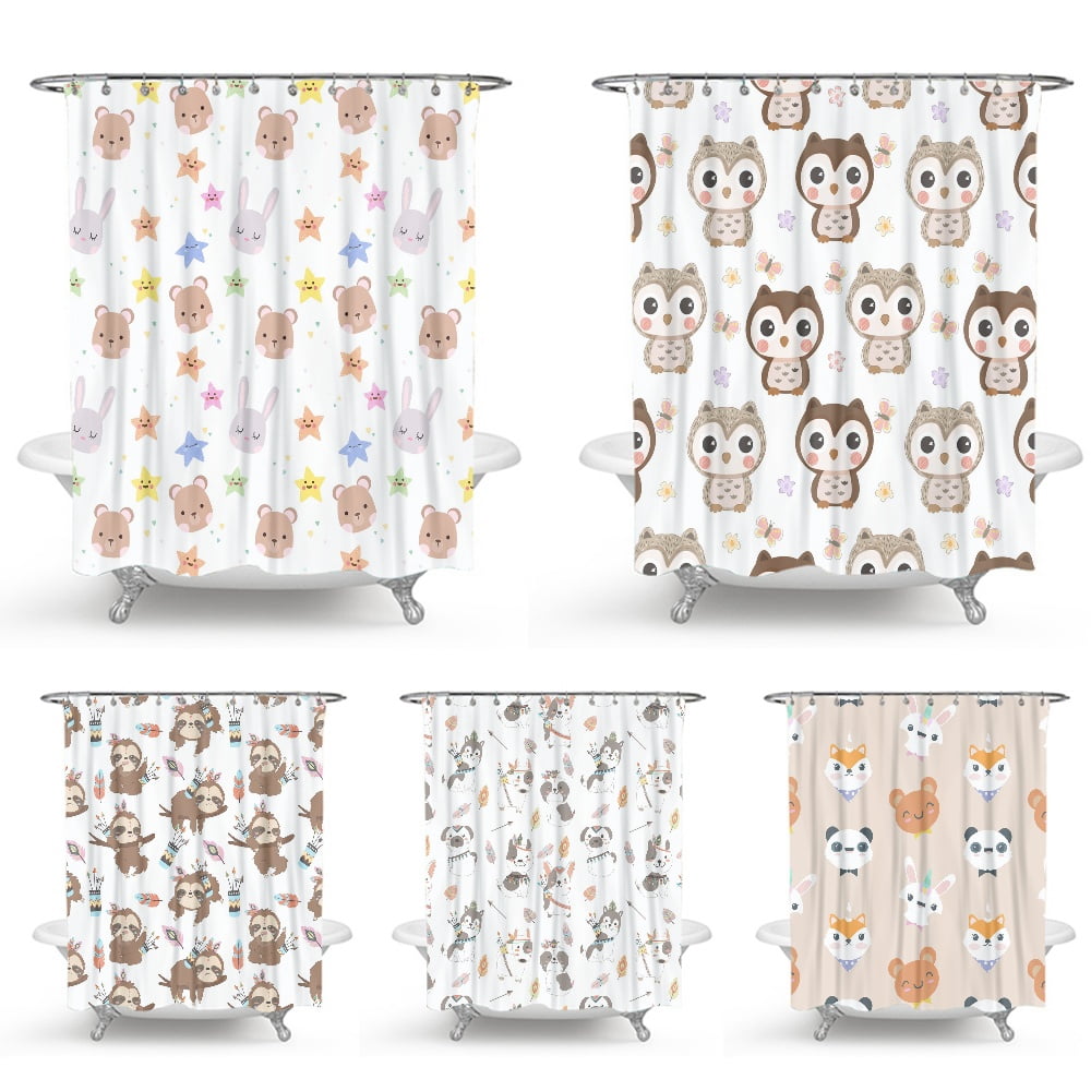 Cartoon Chameleon Pattern Print Bathroom Shower Curtain