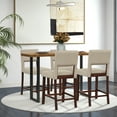 thumbnail image 5 of Costway Set of 2 Upholstered Linen Bar Stools 24.5'' Wooden Dining Chairs with Back Beige, 5 of 9