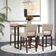 thumbnail image 4 of Costway Set de 2 Sillas de Bar, Juego de Taburetes de Altura de Mostrador con Respaldo Ahuecado y Patas de Madera de Caucho, Taburete de Cocina Tapizado para Hogar, Pub y Café, Beige/Gris, 4 of 4