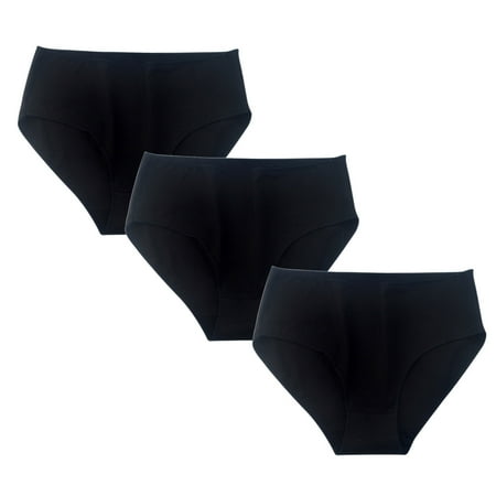 ATOYSOY Women s Plus Size Hip Lifting Cotton Panties  3 Pack Stretchy Underpants Solid Panty Comfy Multipack Clearance Shapewear Control Briefs Seamless for Ladies Black M