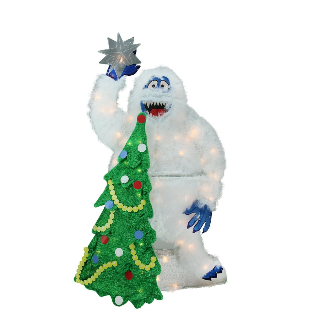 32" PreLit Faux Fur Bumble with Tree and Star Christmas Outdoor