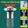 thumbnail image 3 of 1PCS Washbasin Leak Plug, Stainless Steel Odor Proof Bouncing Core, Press Type Sink Drain, Universal Accessory for Washbasin, 3 of 7