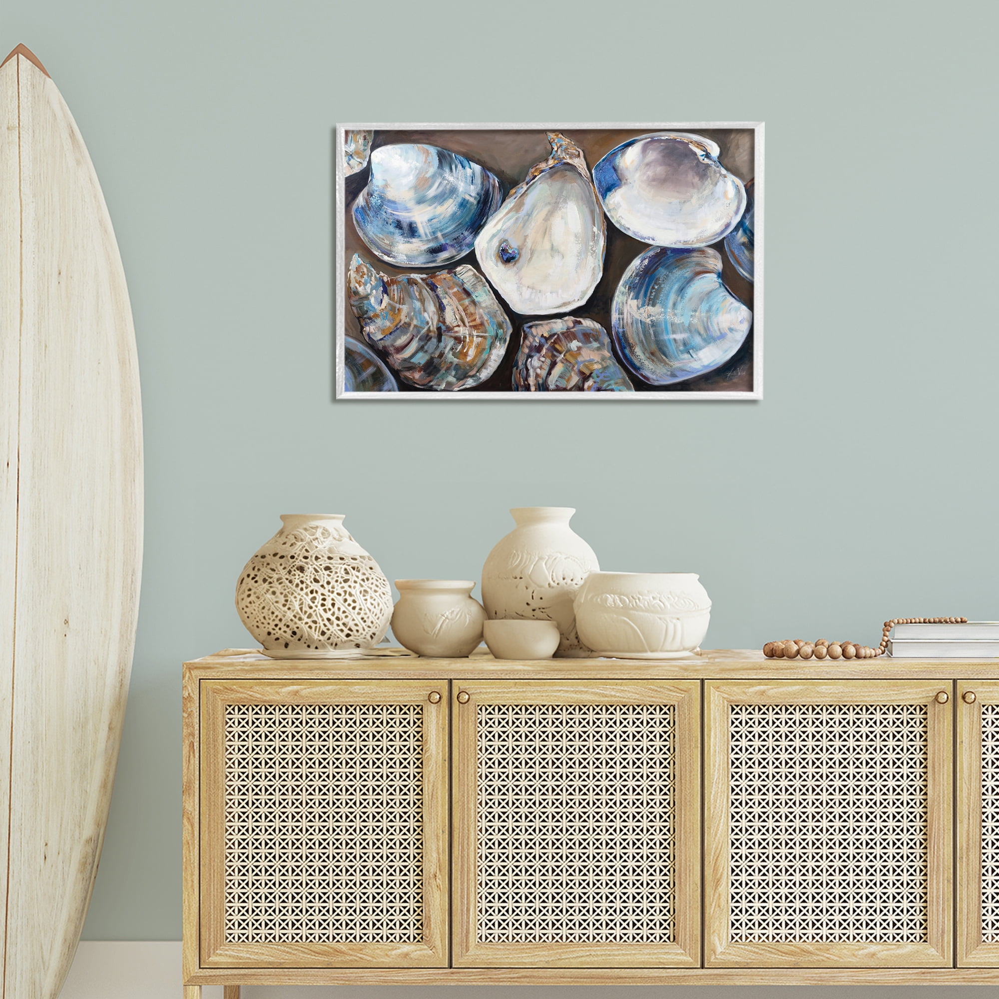 Stupell Industries Varied Seashell Shucks Animals & Insects Painting White Framed Art Print Wall Art, 30 x 20