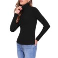 thumbnail image 4 of Suéteres de manga larga para mujeres, cuello de tortuga falso, casuales, de moda, ajustados, camiseta de cachemira, suéter pullover, XL, negro, 4 of 6
